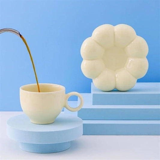 Ceramic Coffee Mug with Saucer