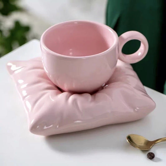 Mug with Pillow Shaped-Coaster